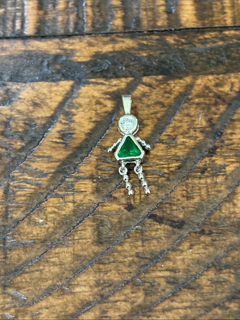 Sterling Silver May Girl Pendant with Green emerald  Gem